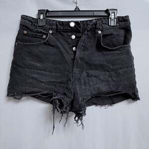 Zara Women's Size 8 Black High Waisted Distressed Denim Cutoff Shorts